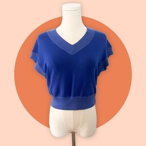 Stateside Super Soft Cropped V Neck Short Sleeve Sweatshirt